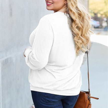 Basic Bae Full Size V-Neck Lantern Sleeve Blouse - MimiStylez