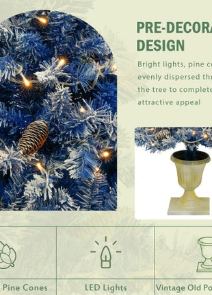 Pre-lit Christmas Tree Artificial Christmas 4-piece Set - 4FT Trees, 9FT Garland, 50" Wreath With Pine Cones