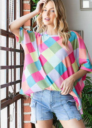 HOPELY Color Block Waffle Oversized T-Shirt - MimiStylez