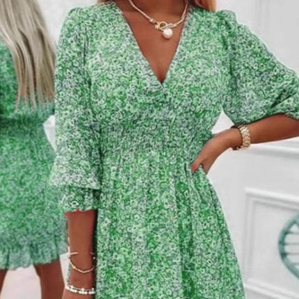 Full Size Ruffled Hem Floral Dress Plus Size - MimiStylez