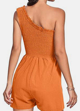 Smocked Single Shoulder Romper - MimiStylez