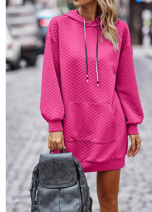 Textured Drawstring Tunic Hoodie - MimiStylez