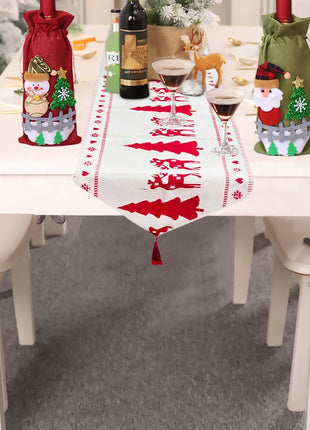 Christmas Elk Snowman Table Runner Merry Christmas Decorations