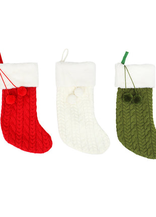 Christmas decorations knitted wool thick white socks hotel home Christmas socks