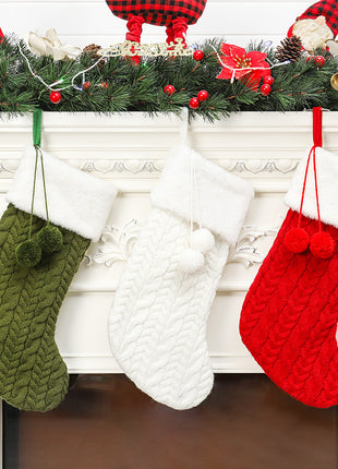 Christmas decorations knitted wool thick white socks hotel home Christmas socks
