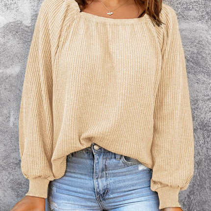 Square Neck Waffle-Knit Top - MimiStylez