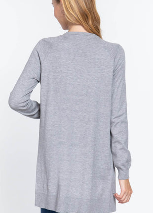 ACTIVE BASIC Open Front Long Sleeve Cardigan - MimiStylez