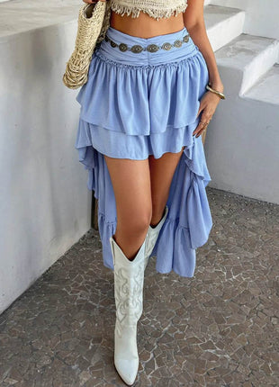 Devine High-Low Ruched Layered Skirt - MimiStylez