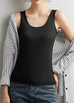 Plus Size Ribbed Scoop Neck Tank Top - MimiStylez