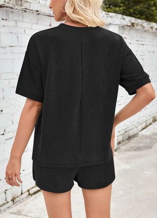 Lovelet Round Neck Half Sleeve Top and Drawstring Shorts Set - MimiStylez