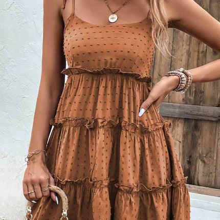 Frill Spaghetti Strap Tiered Dress - MimiStylez