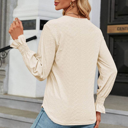 V-Neck Flounce Sleeve Blouse - MimiStylez