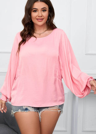 Plus Size Lantern Sleeve Dropped Shoulder Blouse - MimiStylez