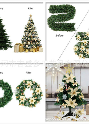 120pcs Christmas Flower Set Christmas Tree Decoration Pendant New Product Plastic Flower Simulation Flower