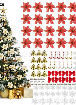 120pcs Christmas Flower Set Christmas Tree Decoration Pendant New Product Plastic Flower Simulation Flower