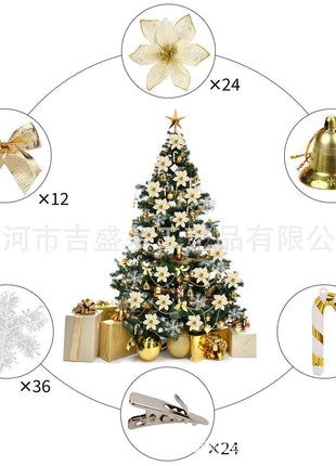 120pcs Christmas Flower Set Christmas Tree Decoration Pendant New Product Plastic Flower Simulation Flower