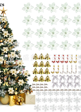 120pcs Christmas Flower Set Christmas Tree Decoration Pendant New Product Plastic Flower Simulation Flower