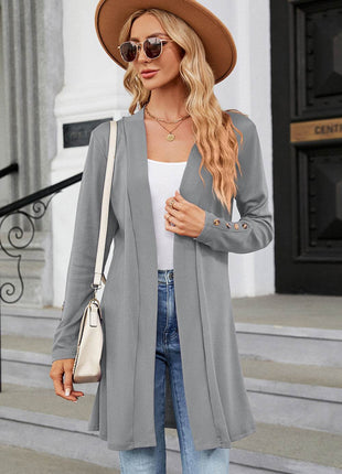 Open Front Long Sleeve Cardigan - MimiStylez