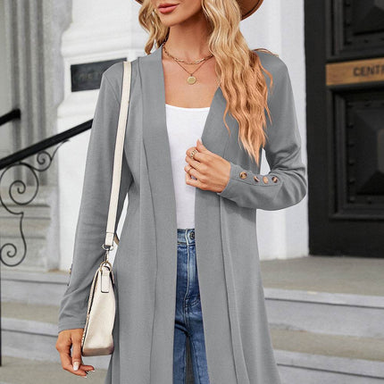 Open Front Long Sleeve Cardigan - MimiStylez
