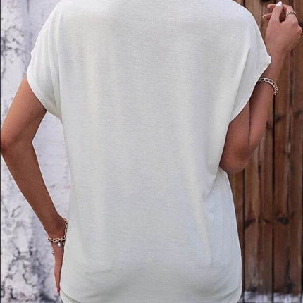 Heathered V-Neck Short Sleeve T-Shirt - MimiStylez