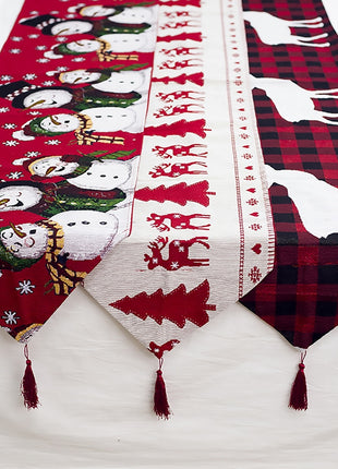 Christmas Elk Snowman Table Runner Merry Christmas Decorations