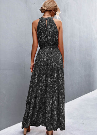 Printed Sleeveless Tie Waist Maxi Dress - MimiStylez