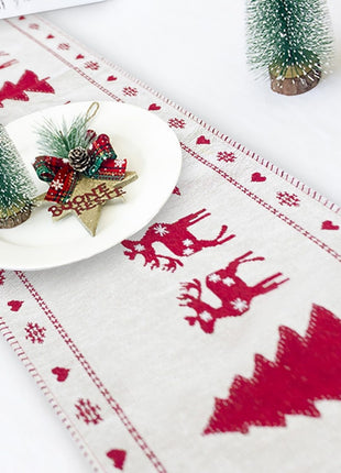 Christmas Elk Snowman Table Runner Merry Christmas Decorations