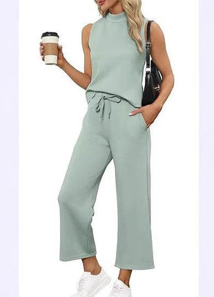 Sleeveless Top Wide Leg Cropped Pants - MimiStylez