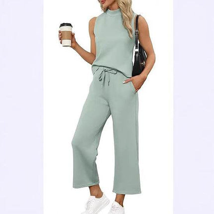 Sleeveless Top Wide Leg Cropped Pants - MimiStylez