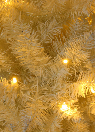White 6.5ft, 250 Lights, Warm Color 8 Mode, 719 Branches, Pointed Pencil Christmas Tree