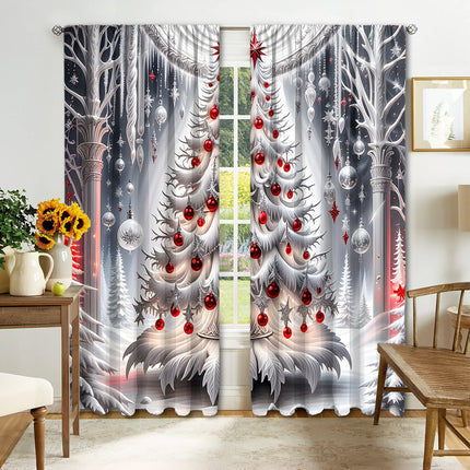 2PCs Digital Printed Christmas Curtains