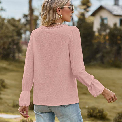 V-Neck Flounce Sleeve Blouse - MimiStylez