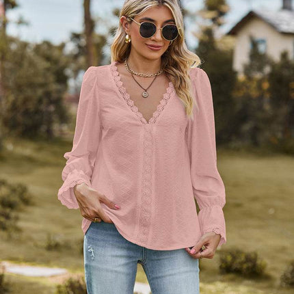 V-Neck Flounce Sleeve Blouse - MimiStylez