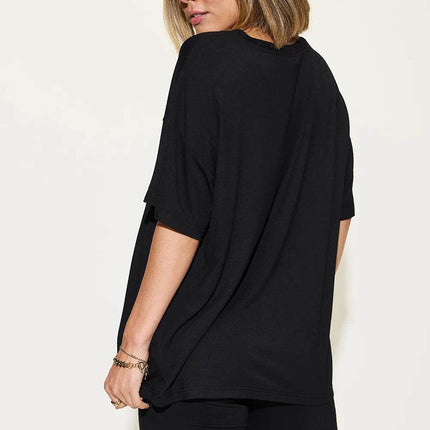 Neck Drop Shoulder T-Shirt and Shorts Set - MimiStylez