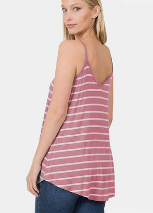 Zenana Striped Curved Hem Cami - MimiStylez