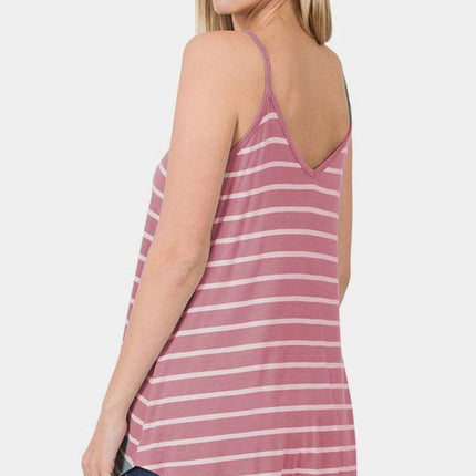 Zenana Striped Curved Hem Cami - MimiStylez