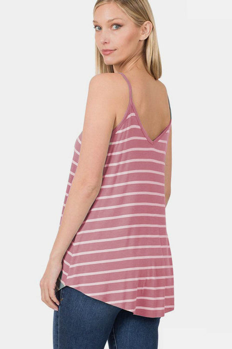Zenana Striped Curved Hem Cami - MimiStylez