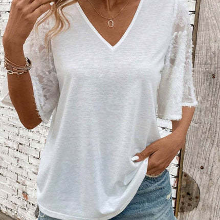 V-Neck Half Sleeve T-Shirt - MimiStylez