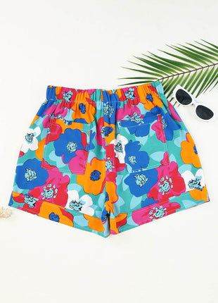 Drawstring Printed High Waist Shorts - MimiStylez