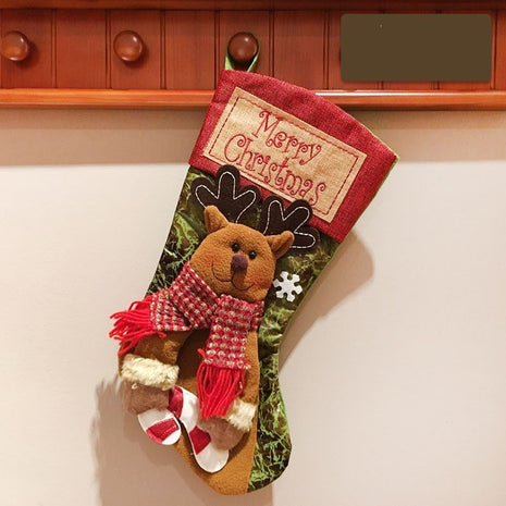 Christmas Stocking Socks Snowman Santa Elk