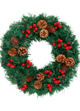 24 - Inch Christmas Wreath. Unlit, Yellow - Lit, Colorful - Lit Styles