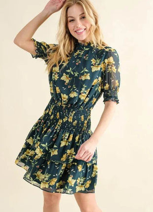 And The Why Floral Print Smocked Waist Mini Dress - MimiStylez