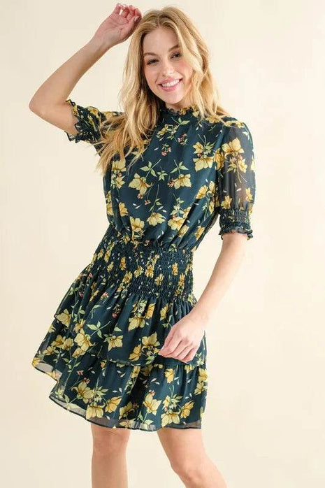 And The Why Floral Print Smocked Waist Mini Dress - MimiStylez