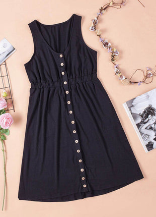 Sleeveless Button Down Mini Magic Dress - MimiStylez