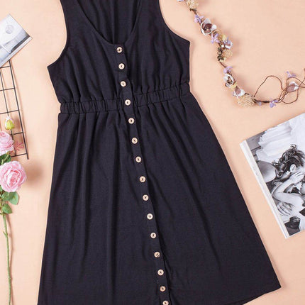 Sleeveless Button Down Mini Magic Dress - MimiStylez