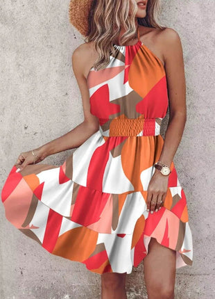 Paisley Print Halter Neck Mini Dress - MimiStylez