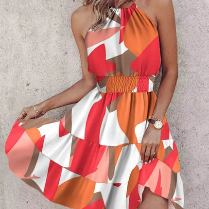 Paisley Print Halter Neck Mini Dress - MimiStylez