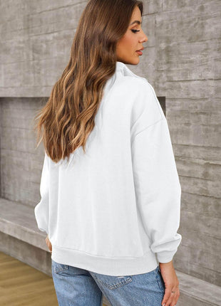 Quarter Zip Dropped Shoulder Sweatshirt - MimiStylez