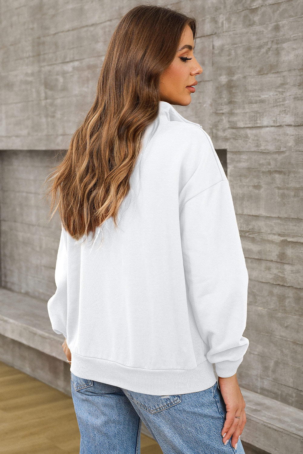 Quarter Zip Dropped Shoulder Sweatshirt