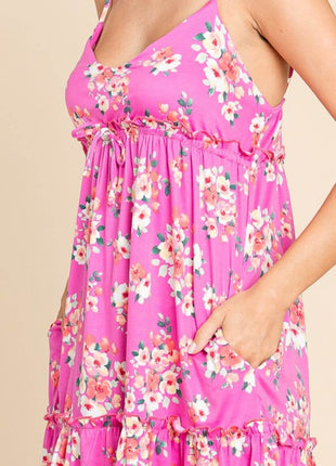 Culture Code Full Size Floral Ruffled Cami Dress - MimiStylez